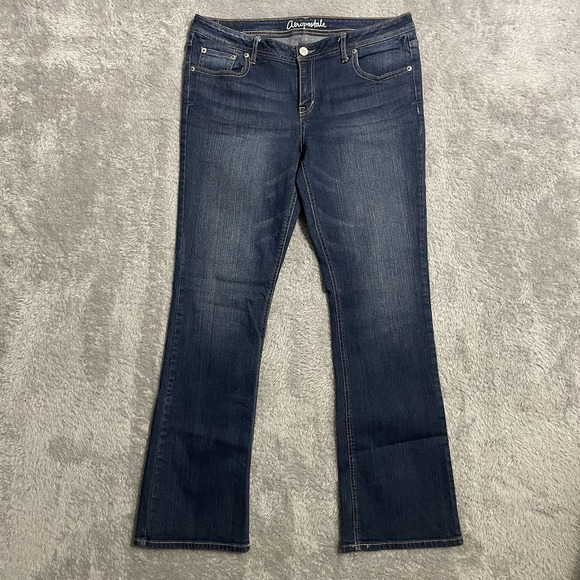 Aeropostale Chelsea Boot Jeans Womens Size 14 Dark Wash Blue Denim Mid Rise Pant - Picture 1 of 7